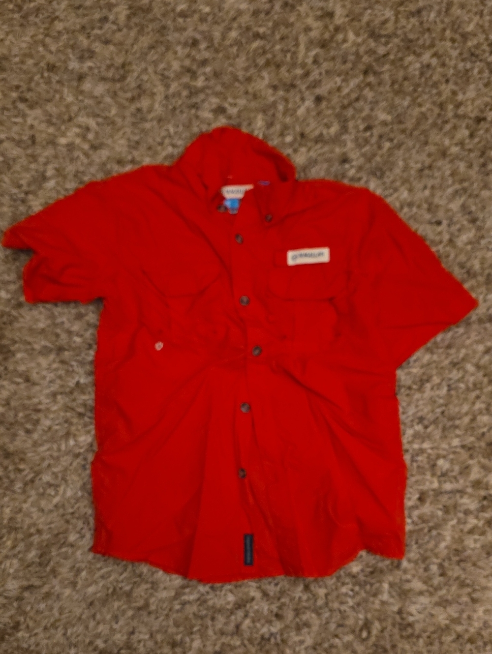 Columbia Kids Bright Red Short Sleeve Button-Up Shirt